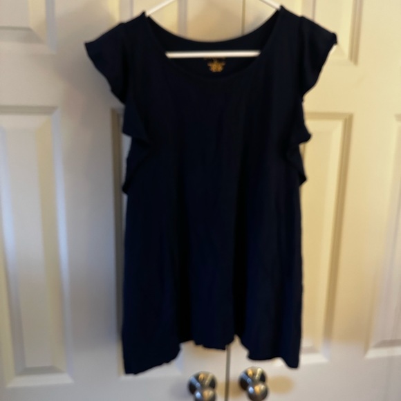 Lilly Pulitzer Tops - Lilly Pulitzer Navy Ruffle Sleeve Short-Sleeve Top